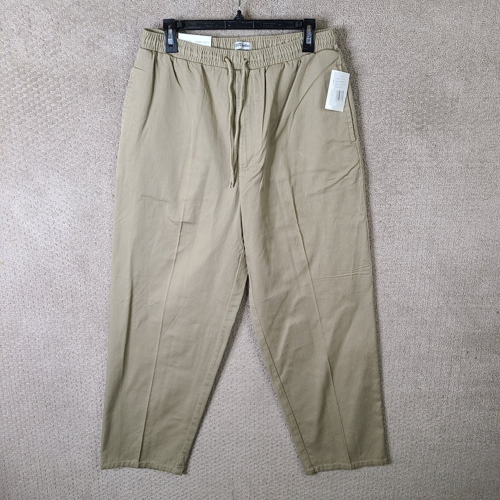 Bert Pulitzer Pants‎ Mens M (30x30) Khaki Elastic Waist Drawstring Chino NEW
